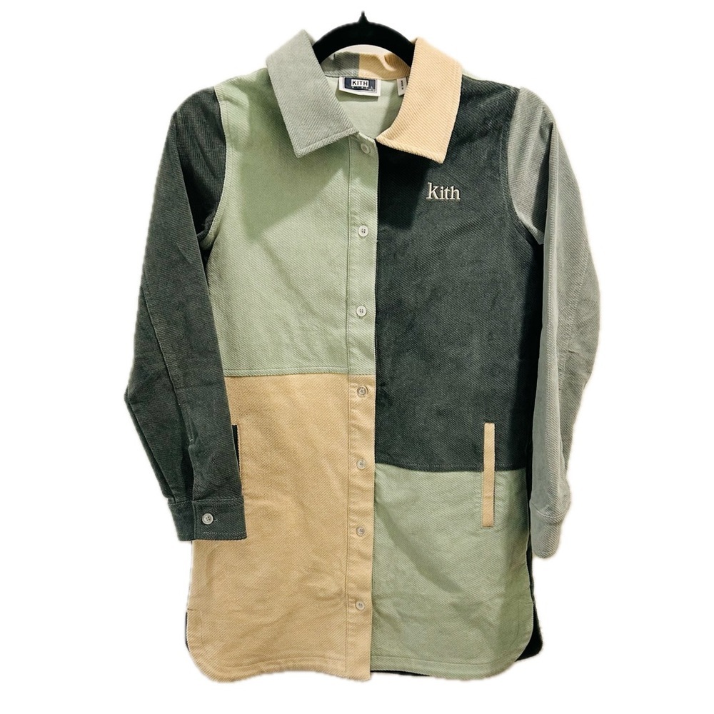 Kith Kids Woven Jacket Large 10/12 green cream button down unisex